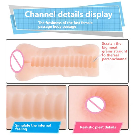 Male Masturbator Realistic Vagina Anal Blowjob Portable Masturbation Cup Soft Real Skin Pocket Pussy 18+ Erotic Sex Toys for Men