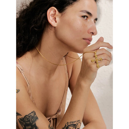Yhpup Statement Stainless Steel Zircon Cross Pendant Vintage Necklace Arrivals 18K Golden Plated Fashion Classic Jewelry