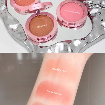 3D Embossed Girl's Blush Press Powder Nude Natural Matte Orange Brown Face Check Contouring Blusher Rouge Makeup Blush Palette