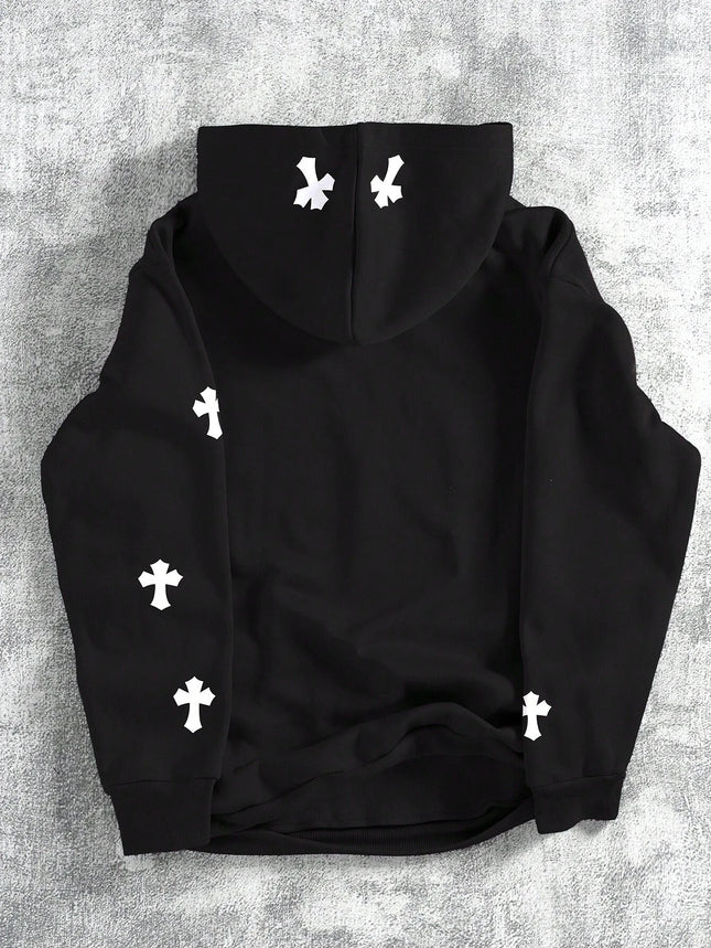 Creative Crossprinting Unisex Hoodies Thicken Breathable Top Y2K Style Loose Sportswear Comfortable Casual Woman Clothing