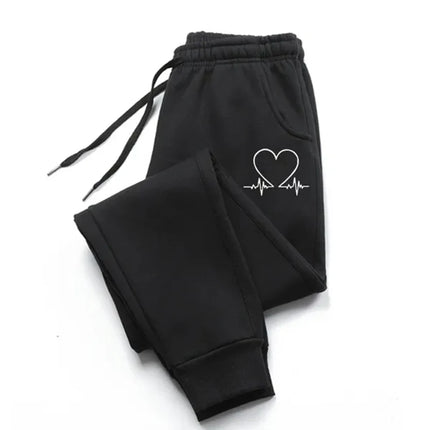 new men Heart Printed Sweatpants Luxury Long Pants Jogger Trousers Casual Sports Fitness Solid Versatile Pants Women Sweat Pants
