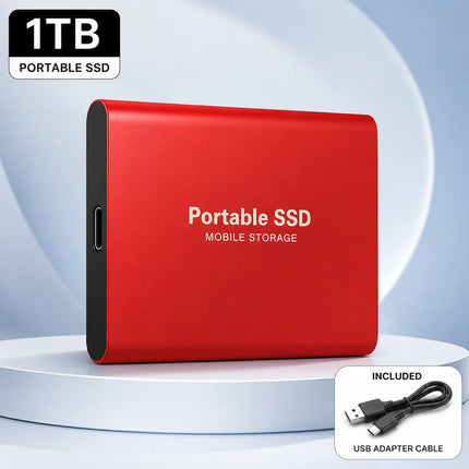 1TB External Hard Drive Portable SSD USB 3.1 Type-C Fast Transfer Shockproof for Laptop Mac PC Home Office Use