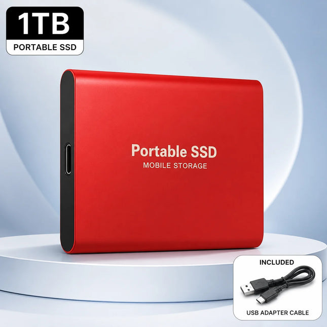 1TB External Hard Drive Portable SSD USB 3.1 Type-C Fast Transfer Shockproof for Laptop Mac PC Home Office Use