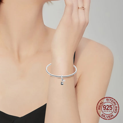 Hot Sale Rock Music Guitar Charms 925 Sterling Silver Dangle Pendant Fit Bangle Bracelet Necklace DIY Jewelry