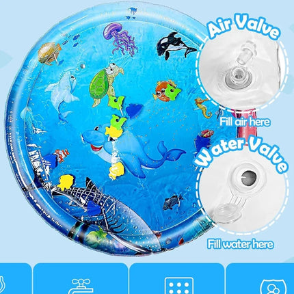 1pc 96cm/37.8inch Round Dolphin Inflatable PVC Playing Mat Baby Play Water Mat Toddler Pad Kids Early Education Activity Toy Mat