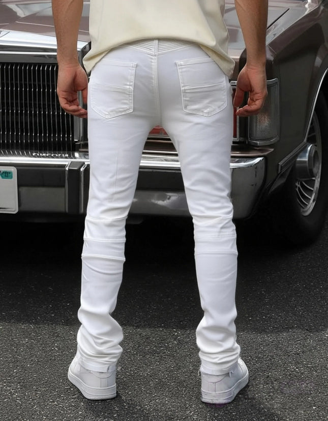Fashionable Men's Jeans   Cool and Stylish Hip Hop Style Casual Pants   White Cotton Blended Fabric   Breathable and Comfortable