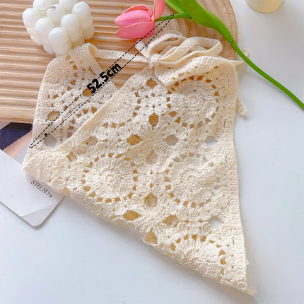 Lace Hollow Out Triangle Hair Scarf Headband Women Girls Cotton Knitted Flower Headbands Summer Travel Literary Photo Headwear