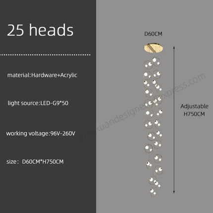 Chandelier for Staircase Hanging Lamp Modern Pendant Luster Lighting for Living room Led Ceiling Lamps Ring Stairs Loft Lighting