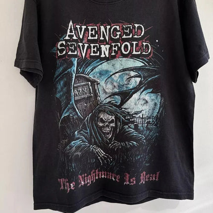 Avenged Sevenfold Band Nightmare Black Classic Style Casual Loose Print T-Shirt Graphic Short Sleeve Shirt Unisex