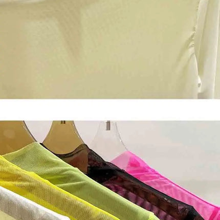 Transparent Gauze Base Layer T-shirt Women's Summer Long-Sleeved T-shirt with Gauze Half High Collar Sunscreen 2024