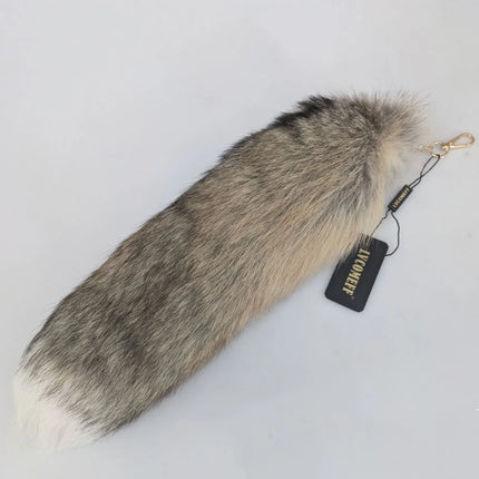 natural fox fur tail keychain furry 2024 chic y2k  beautiful accessory length 40 cm Car Keychains For Women