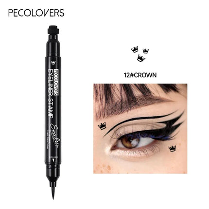 1PC Waterproof and Sweat-proof Eyeliner with Stamps - Quick Drying, Smooth Application, Multiple Patterns, Gentle Texture