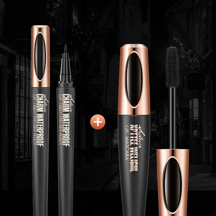 Liquid Eyeliner Pencil 4D Waterproof Mascara Set Cosmetics Eye Liner Thick Curling Mascara Eyebrow Pencil Eyes Makeup