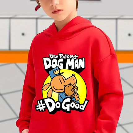 Spring Dog Man Hoodie Kids Clothes Girls Boys Cartoon Hooded Sweatshirts Autumn Long Sleeve Outerwear DOGMAN Children Clothing