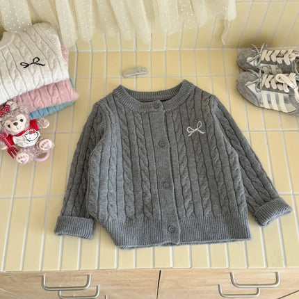 New Children's Fashion Baby Girl Autumn Sweater  Winter Baby Girl Clothes Solid Color Autumn Knitted Cardigan Spring and Autumn
