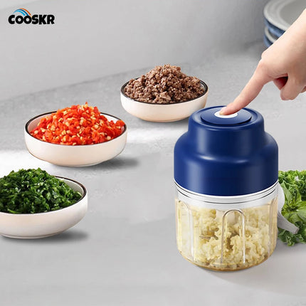 Electric Garlic Chopper USB Rechargeable Kitchen Food Meat Processor Mini Spices Grinder 320ml Cordless Portable Garlic Masher