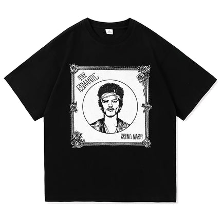 Bruno Mars The Romantic Tee Shirt 2026 New Album Retro Men/women Clothing Harajuku High Quality Tops Cotton TShirts Vintage