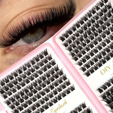 1Box Individual Lashes Clusters DIY Lash Extensions Book, D Curl Lash Clusters Eyelash Extension at Home