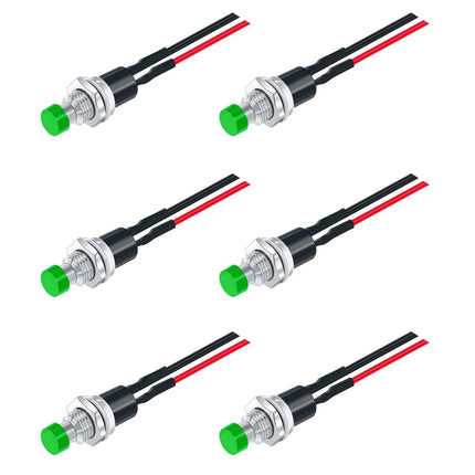 6Pcs 1A 250V AC 2 Pins SPST 6 Colors Normal Open Mini Momentary Push Button Switch with Pre-soldered Wires
