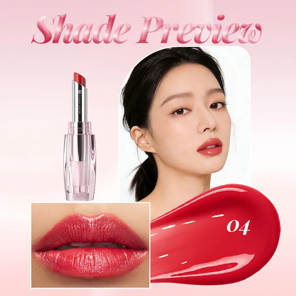 6 Colors Crystal Glossy Lipstick - Moisturizing Tinted Lip Balm,  Shimmer, Transparent Tube, Long-Lasting Hydration,