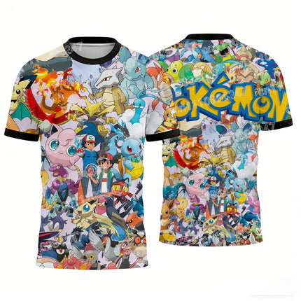 2026 New Cute Snorlax Pokemon T-Shirts All Over Print Casual Short Sleeve Tees Unisex Tops Summer Streetwear for Kids Adults Gym