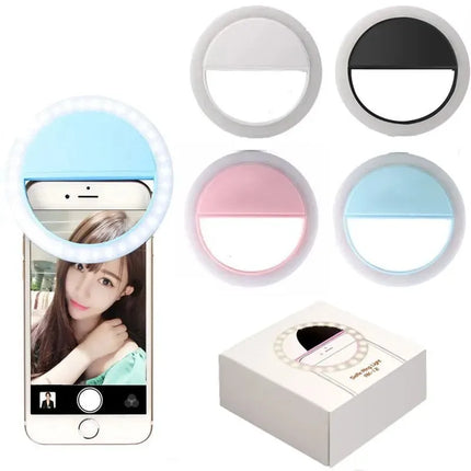 LED Selfie Ring Light with Phone USB Charge Compatible with iPhone Samsung Xiaomi Huawei Poco Mobile Lens Selfie Lamp for  Photo