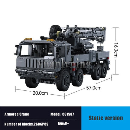 2686PCS MOC Remote Control Military Crane Truck Building Blocks Fire Rescue Armored Crane DIY Toy Gift for Children