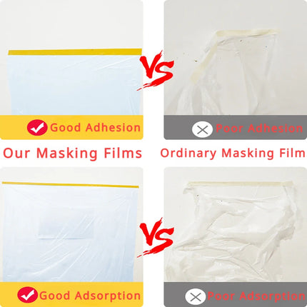 Pre-Taped Masking Film Plastic Sheeting Automotive Washi Tape No Residue Painters Plastic Drop Cloth for Painting
