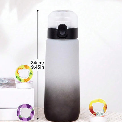 1pc 650ml Flavored Water Bottle with Random 1 Flavour Pods Air Water Bottle Frosted Black Air Camping Sport Fitness Cup