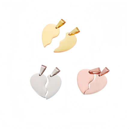 20pcs 100% Mirror Polished Stainless Steel Heart Blank Puzzle Charm Pendant Broken Heart Charm Pendants High Polished Wholesale