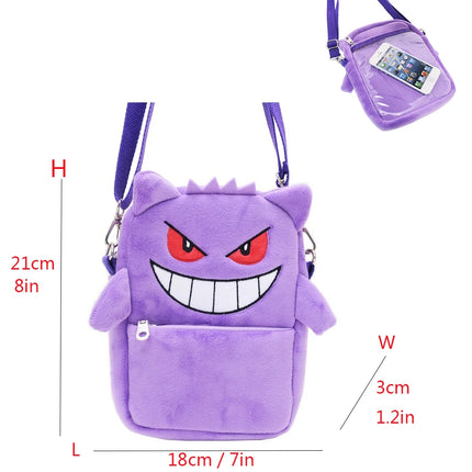 Pokemon Plush Backpack Gengar Mimikyu Eevee Snorlax Charmander Charizard Mew Rowlet Stuffed Toys Shoulder Bag for Kids Gifts
