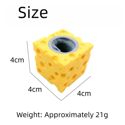 2pcs Pop Up Funny Mouse and Cheese Block Squeeze Anti-stress Toy Hide and Seek Figures Stress Relief Fidget Toys for Kids Adult