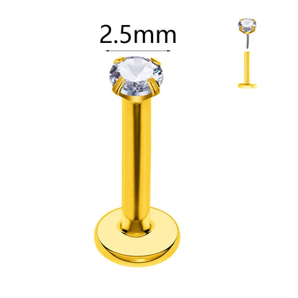 ASTM F136 G23 Titanium The ball Tragus Earring Threadless Piercing Heart Cubic zirconia Pin Daith Conch Push in Labret Stud