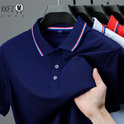 Men's Casual Solid Color Short Sleeve Polo Shirt Summer 2025 Fashionable Comfortable Versatile Top for Men