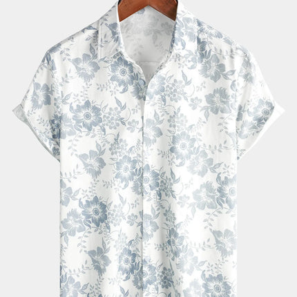 Summer Mens Striped Floral Patchwork Hawaiian Shirt 3D Print Short Sleeve Pocket Casual Oversized Beach Camisa Havaiana Listrada