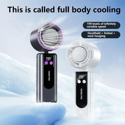Lenovo 199-speed High-speed Cooling Fan Usb Charging Digital Display Large Wind Turbine Handheld Portable Fan Mini Cooling Fan