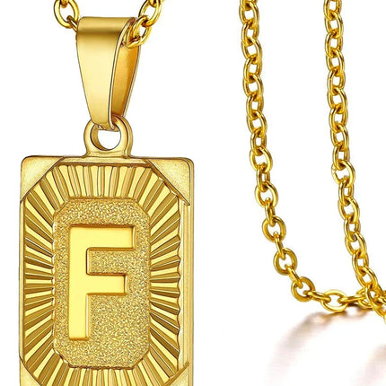 Fashion 26 Letter Gold Color Pendant Necklace for Men Women O Chain Link Charm Square Initial Necklace Choker Jewelry