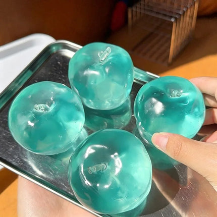 Squishy Crystal Clear Apple Squeeze Toy, Moldable Non-Rebound Stress Relief Ball, Sensory Fidget Toy for Anxiety Relief