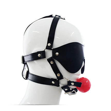 Leather gag head harness bondage Open mouth mute restraint solid silicone ball Adult fetish products Sex games toys for women