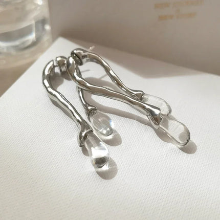 Fashion Jewelry 925 Silver Needle Resin Teardrop 2024 Trend New Back Front Dangle Earrings Hot Selling For Women Gift