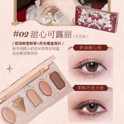 Flower Knows Series Shell Strawberry Angel Moonlight Mermaid Jewel Eyeshadow Palette 5 Colors Pearlescent Mashed Potatoes