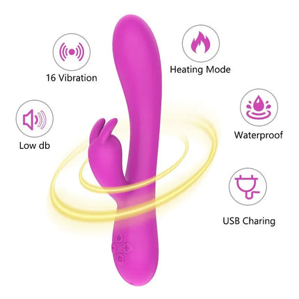 USB Charging Heating AV Rabbit Dildo Vibrator Vagina Clitoris Stimulator G-Spot Adult Game Sex Toys for Women Female Masturbator