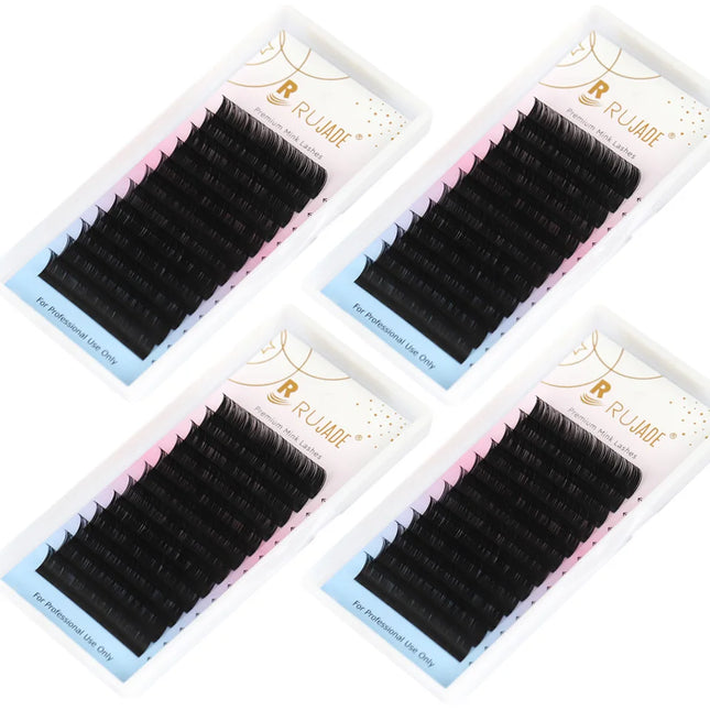 Lashrujade Matte Black Soft Mink Faux Individual Eyelashes Extension Russian Volume Lash Regular Classic Lashes Extension