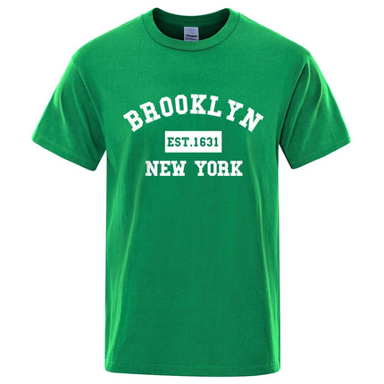 Brooklyn Est. 1631 New York Letter Print T-Shirt Man Casual Loose T-Shirts Summer Cotton Tops Fashion Breathable Tee Clothing