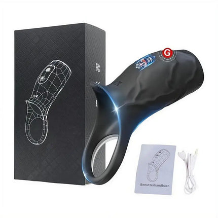 Vibrating Penis Sleeve Cock Ring Simulation Pattern Powerful Vibration Stimulation Delay Ejaculation Sex Toys Intimate Vibrators