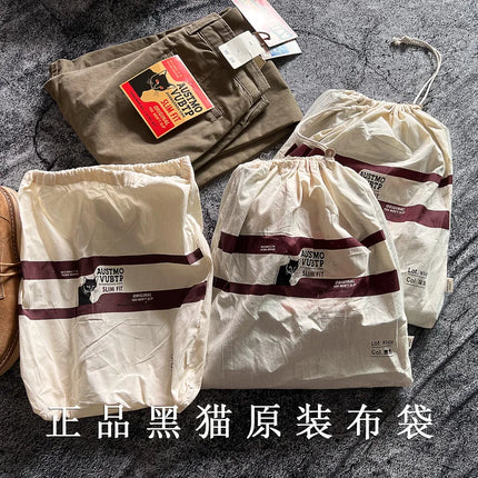 Amekaji Heavyweight Pure Cotton Twill Reinforced Work Pants Loose Tapered Straight-leg Basic Solid Color Casual Trousers for Men