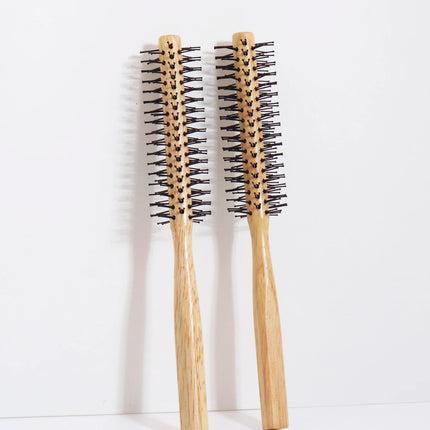 2pcs natural wooden handle cylindrical anti-static professional hair salon combs Special for real hair wigs