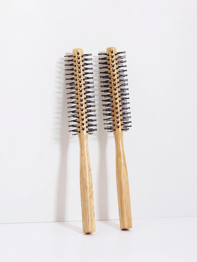 2pcs natural wooden handle cylindrical anti-static professional hair salon combs Specially designed for human hair wigs