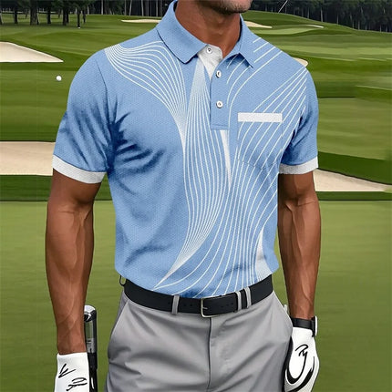 Men's Polo Shirt 3D Printed Color Visual Illusion Pattern Polo Shirt Summer Fashion Clothing Collar Short Sleeve Top