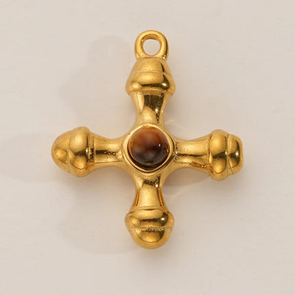 2-5pcs Stainless Steel Water Drop Butterfly Cross Natural Stone Pendant DIY Fashion Jewelry Accessories Manufacturing Supplies